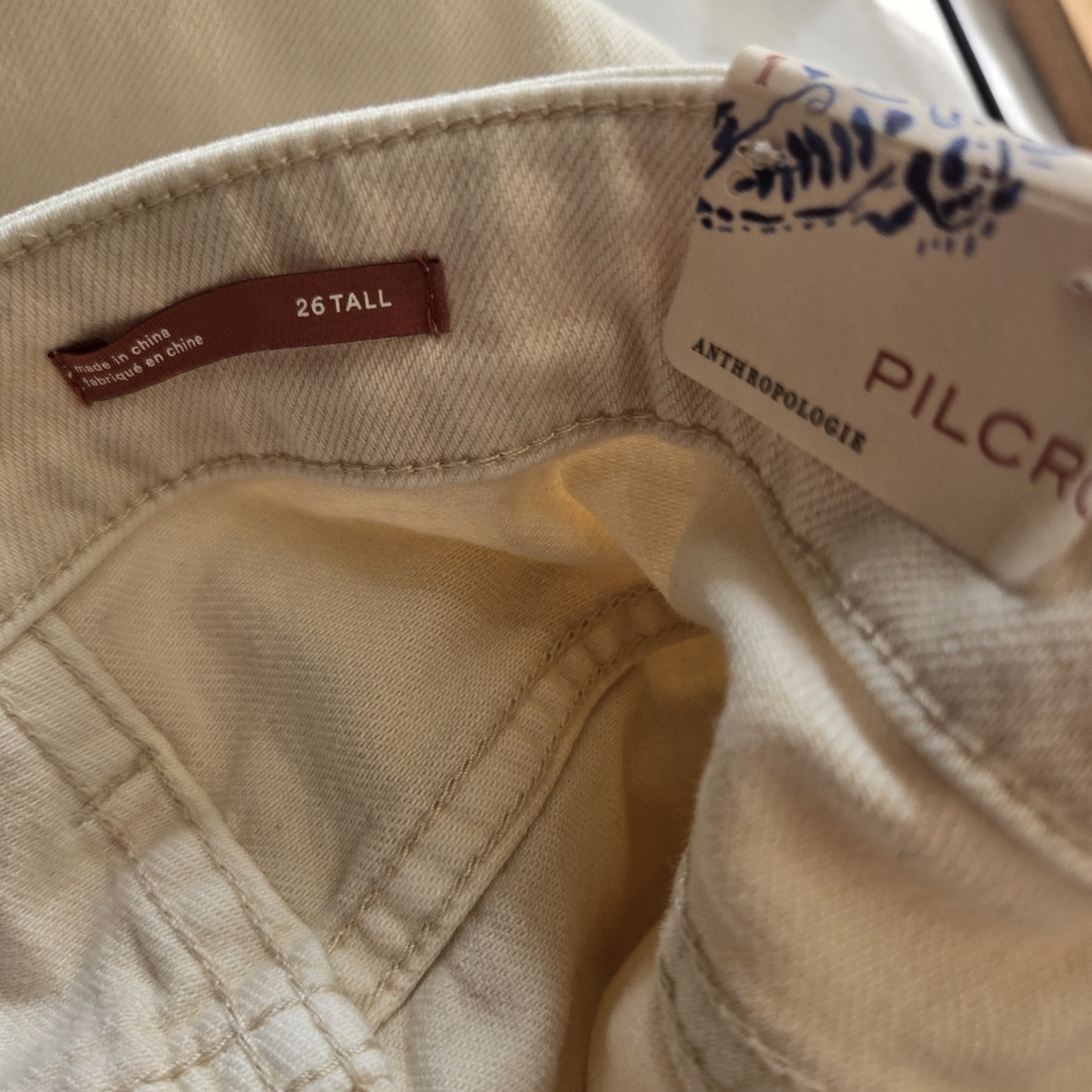 NWT Anthropologie Pilcro the Breaker Cream Pants Jeans, 26T - Picture 12 of 14